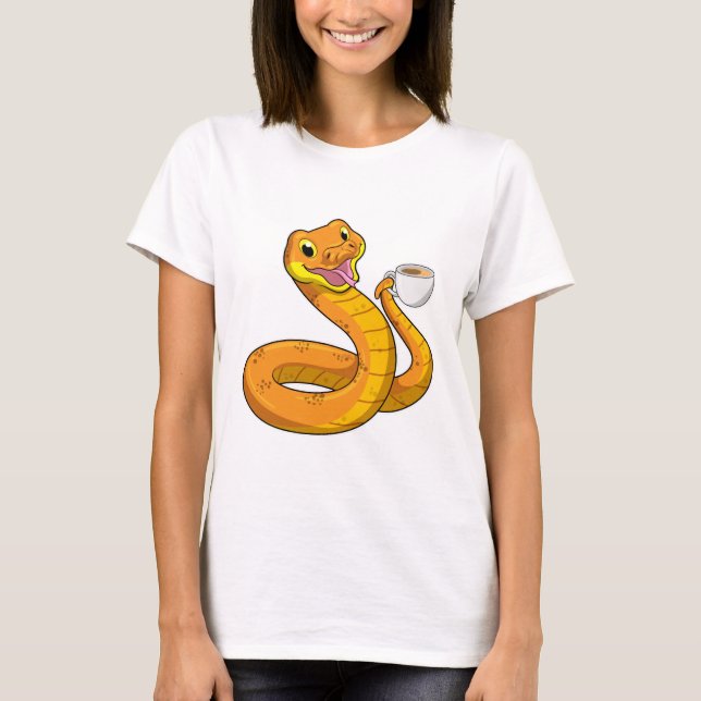 Snake with Cup of Coffee T-Shirt (Front)