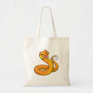 Snake with Cup of Coffee Tote Bag