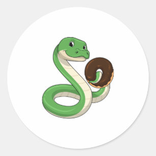 Snake with Donut Classic Round Sticker