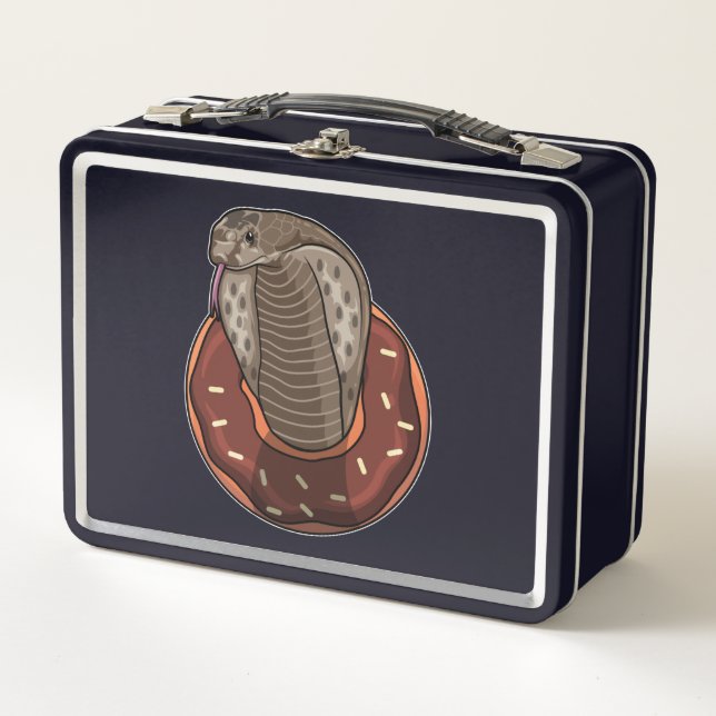 Snake with Doughnut Metal Lunch Box (Front)