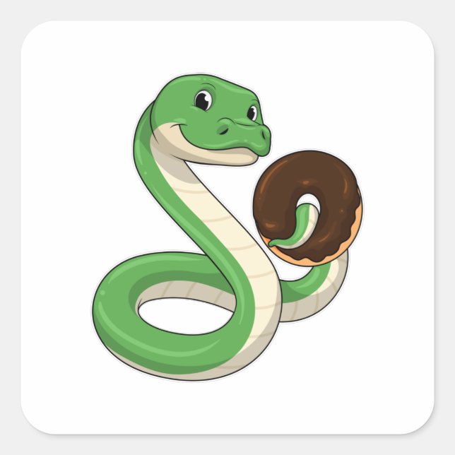 Snake with Doughnut Square Sticker (Front)