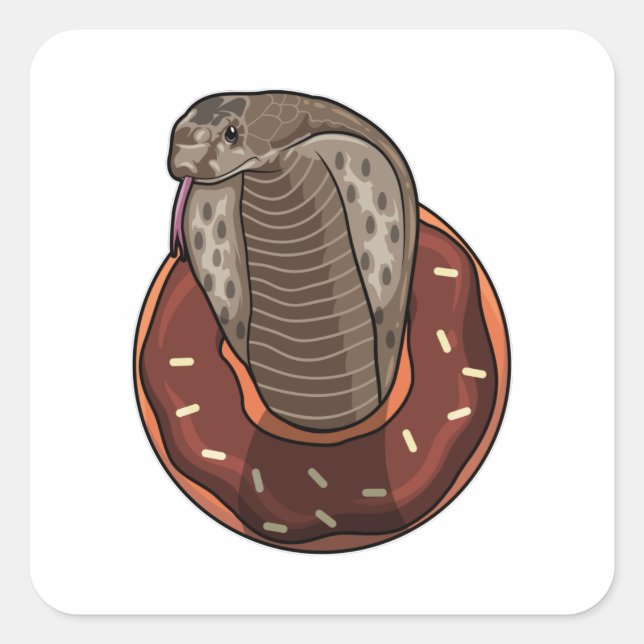 Snake with Doughnut Square Sticker (Front)