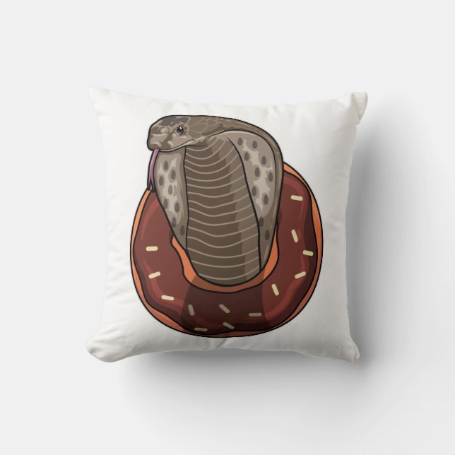 Snake with Doughnut Throw Pillow (Front)