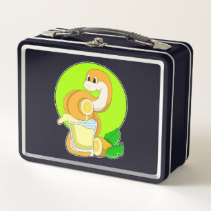 Snake with Glass of Lemon juice Metal Lunch Box