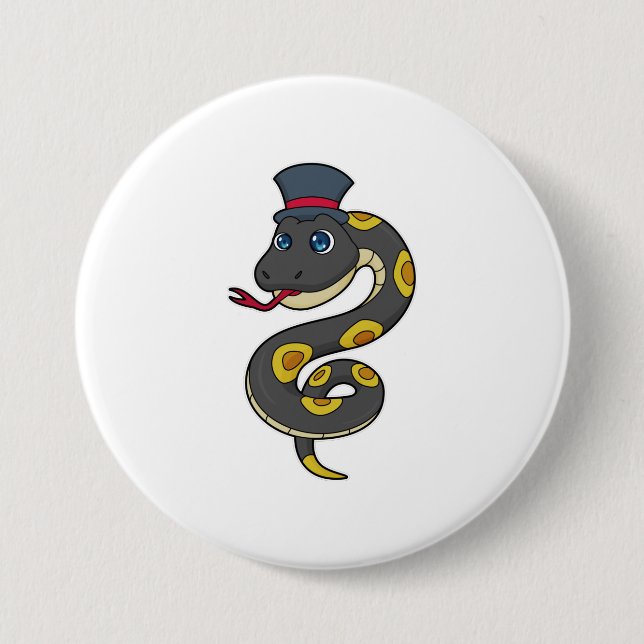 Snake with Hat 3 Inch Round Button (Front)