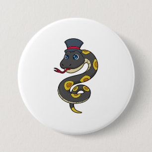 Snake with Hat 3 Inch Round Button