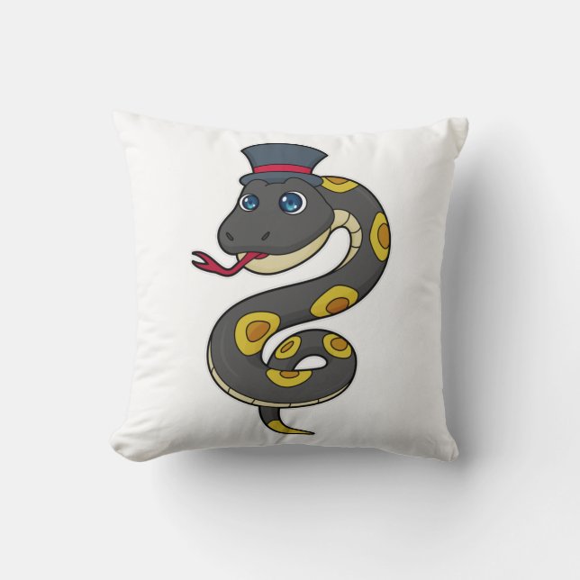 Snake with Hat Throw Pillow (Front)