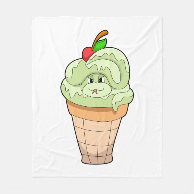 Snake with Ice cream cone & Cherry Fleece Blanket (Front)