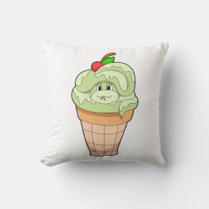 Snake with Ice cream cone & Cherry Throw Pillow