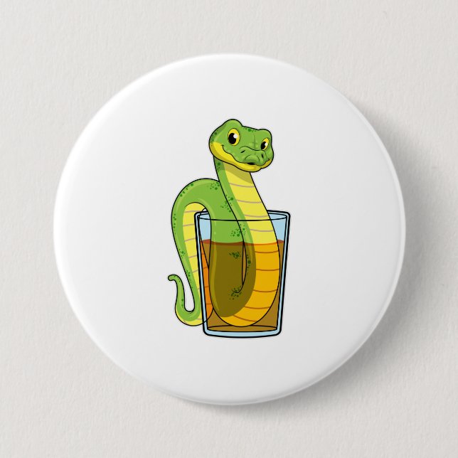 Snake with Juice 3 Inch Round Button (Front)
