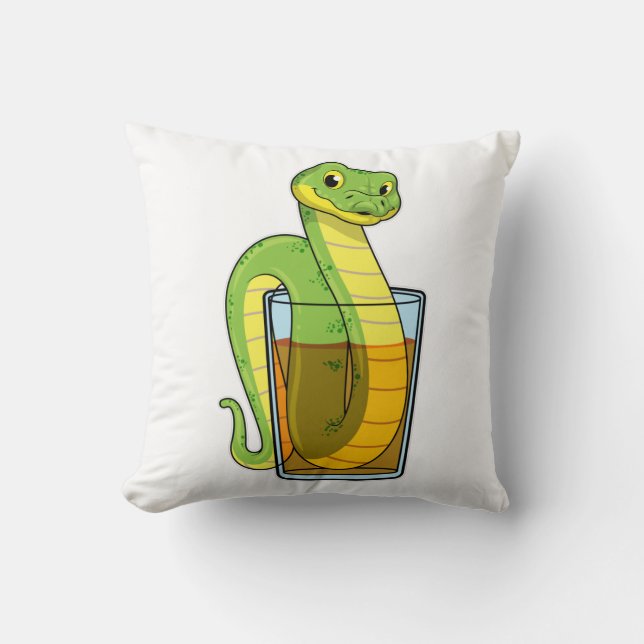 Snake with Juice Throw Pillow (Front)