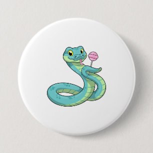 Snake with Lollipop 3 Inch Round Button