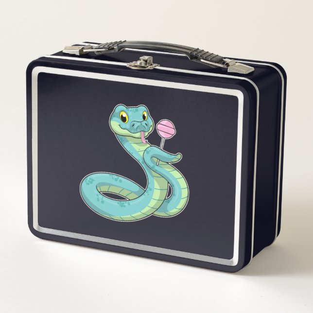 Snake with Lollipop Metal Lunch Box (Front)