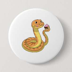 Snake with Muffin 3 Inch Round Button