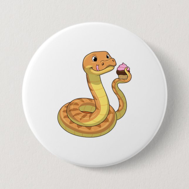 Snake with Muffin 3 Inch Round Button (Front)
