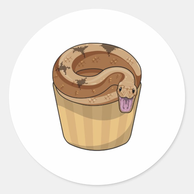 Snake with Muffin Classic Round Sticker (Front)