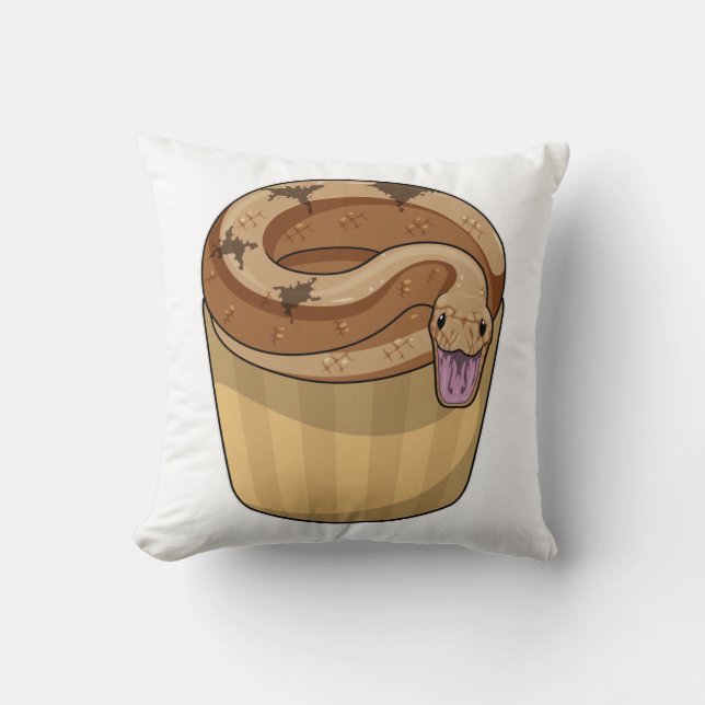 Snake with Muffin Throw Pillow (Front)