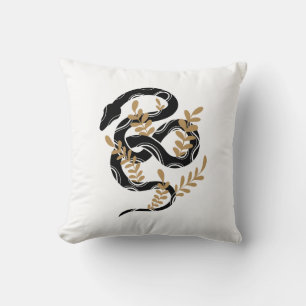 Snake with plants throw pillow
