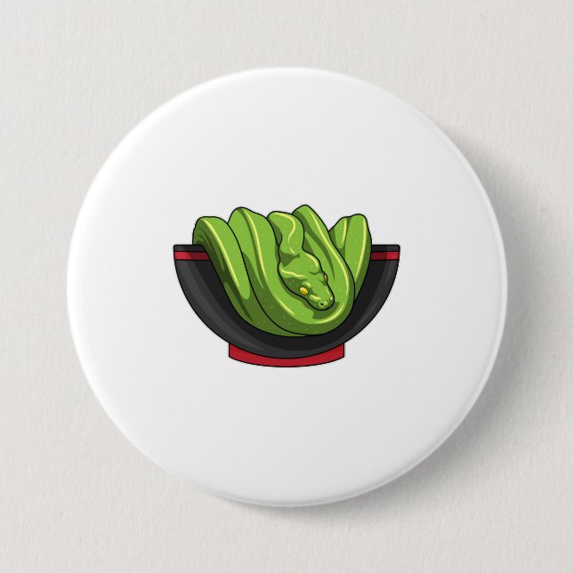 Snake with Ramen Bowl 3 Inch Round Button (Front)