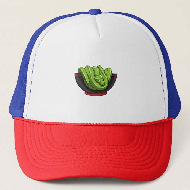 Snake with Ramen Bowl Trucker Hat (Front)