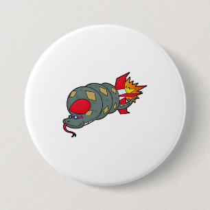 Snake with Rocket 3 Inch Round Button