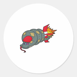 Snake with Rocket Classic Round Sticker