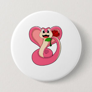 Snake with Rose 3 Inch Round Button