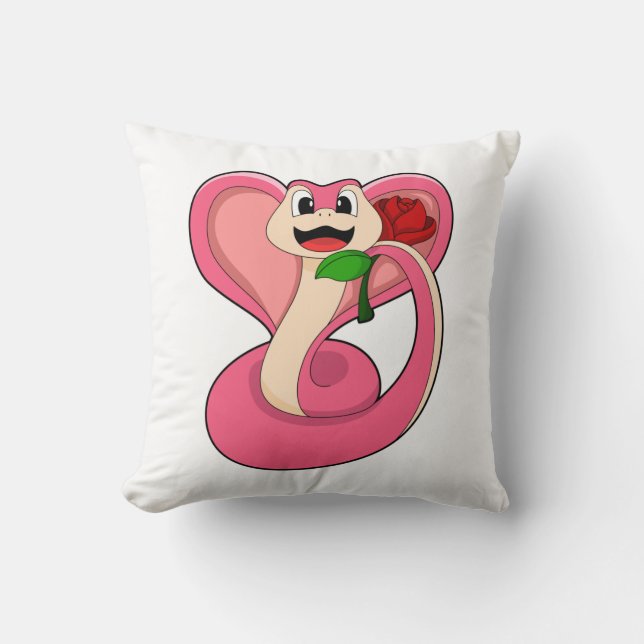 Snake with Rose Throw Pillow (Front)