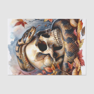 Snake With Skull Autumn Leaves Tissue Paper