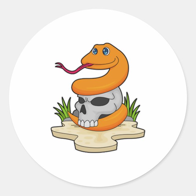 Snake with Skull Classic Round Sticker (Front)