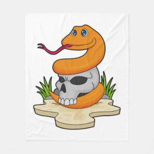 Snake with Skull Fleece Blanket