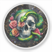 Snake With Skull Green Sticker.