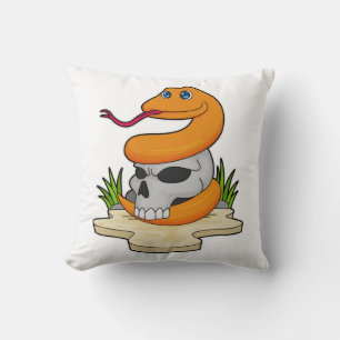 Snake with Skull Throw Pillow
