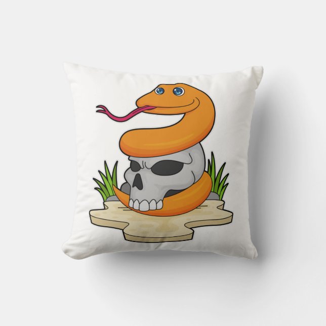 Snake with Skull Throw Pillow (Front)