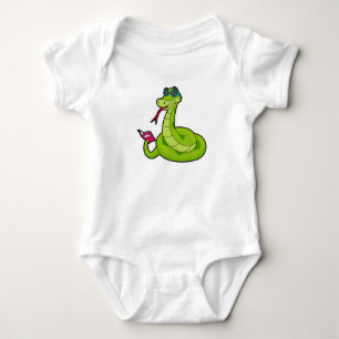 Snake with Sunglasses & Book Baby Bodysuit