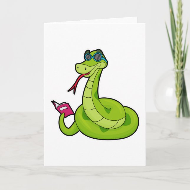 Snake with Sunglasses & Book Card (Front)