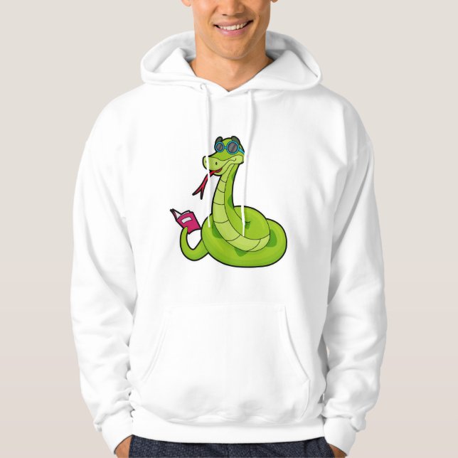 Snake with Sunglasses & Book Hoodie (Front)