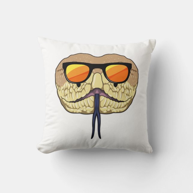 Snake with Sunglasses Throw Pillow (Front)