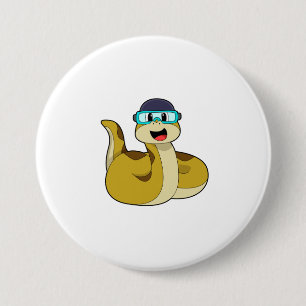 Snake with Swimming goggles 3 Inch Round Button