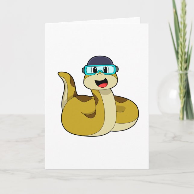 Snake with Swimming goggles Card (Front)