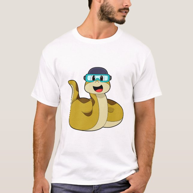 Snake with Swimming goggles T-Shirt (Front)