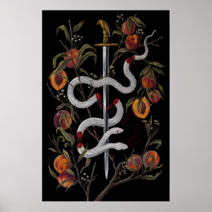 Snake with Sword and Peaches Dark Academia - Print