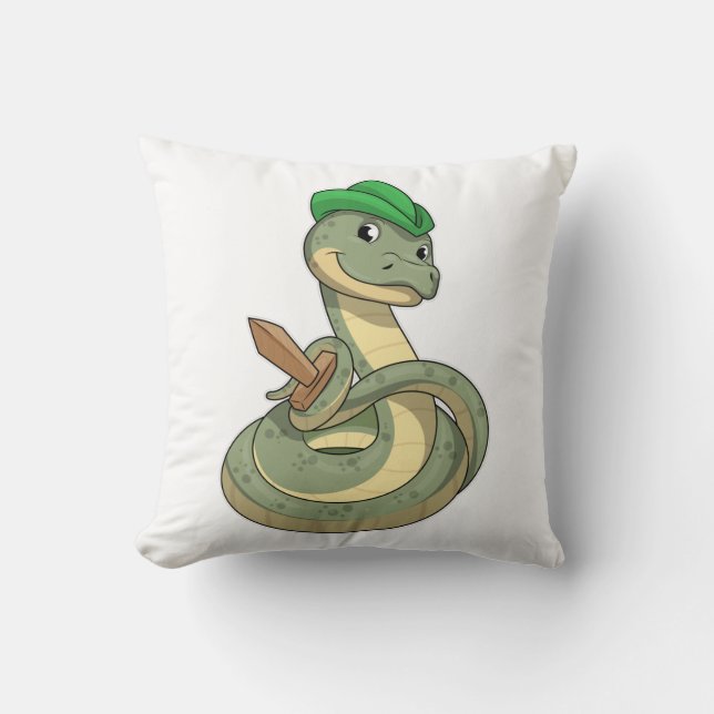 Snake with Sword Throw Pillow (Front)