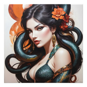 Snake woman art photo print