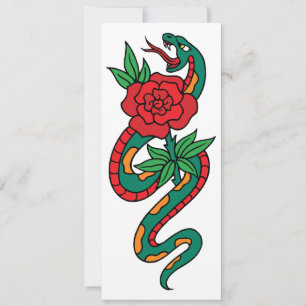 Snake Wrapped Around a Red Rose Tattoo Art