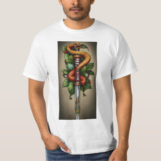 Snake wrapped around dagger tatoo design T-Shirt