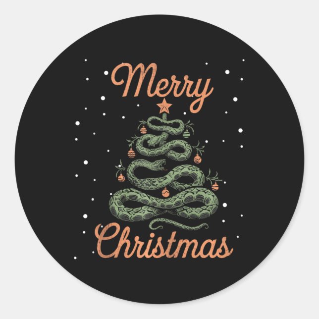 Snake Xmas Tree Snakes Christmas Tree Merry Christ Classic Round Sticker (Front)