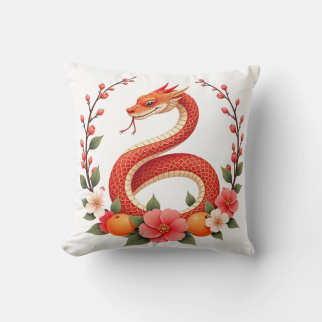 Snake year chinese  cute laughing  throw pillow (Front)