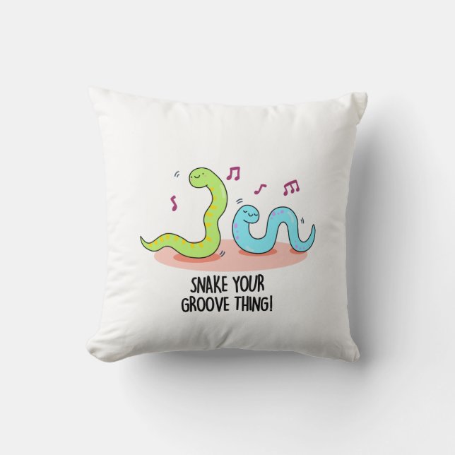Snake Your Groove Thing Funny Disco Pun  Throw Pillow (Front)