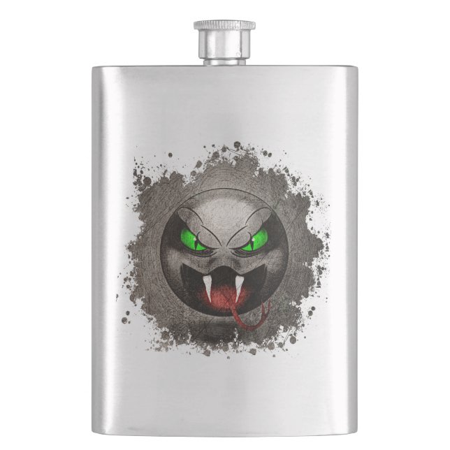 Snakemoji Vintage Blade Hip Flask (Front)